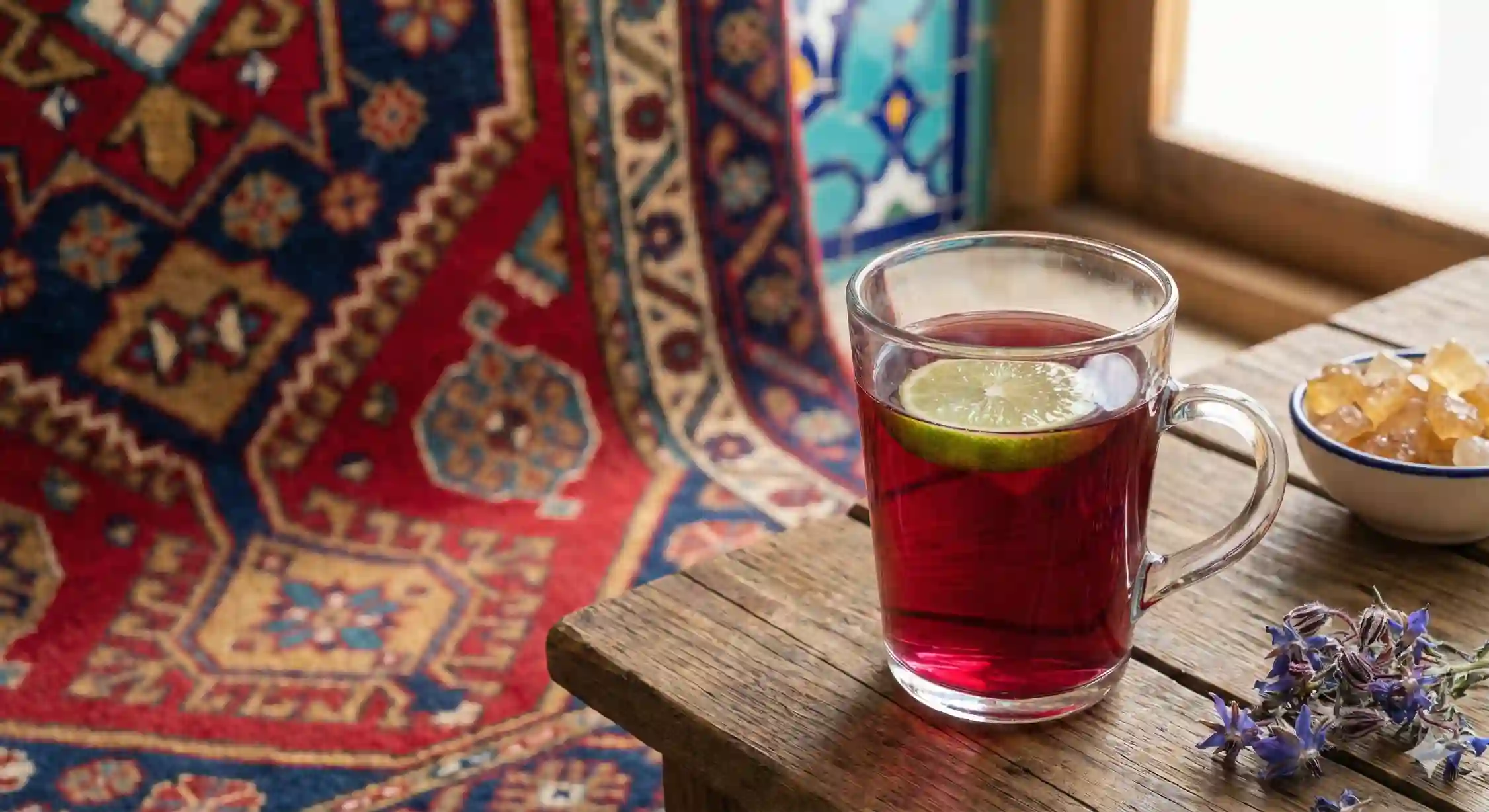 دمنوش گل گاوزبان و لیمو عمانی برای کاهش تپش قلب و استرس فوری.