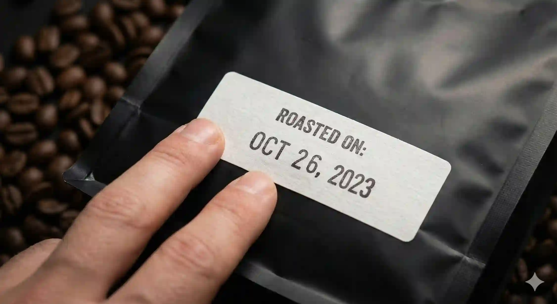 بررسی تاریخ برشت روی بسته بندی قهوه برای تشخیص تازگی.